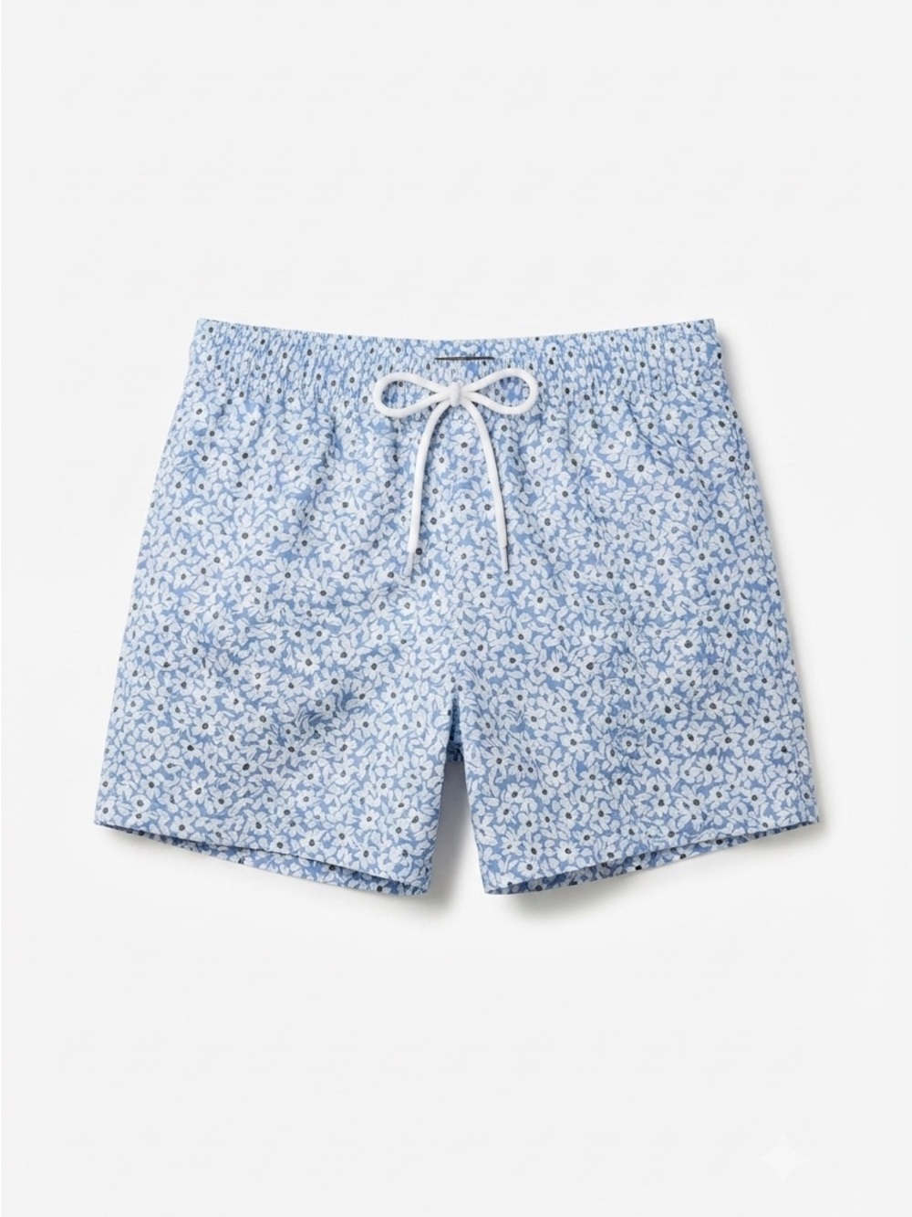 Slate & Stone Blue White Floral Print Swim Trunks / Shorts Men's Size Small